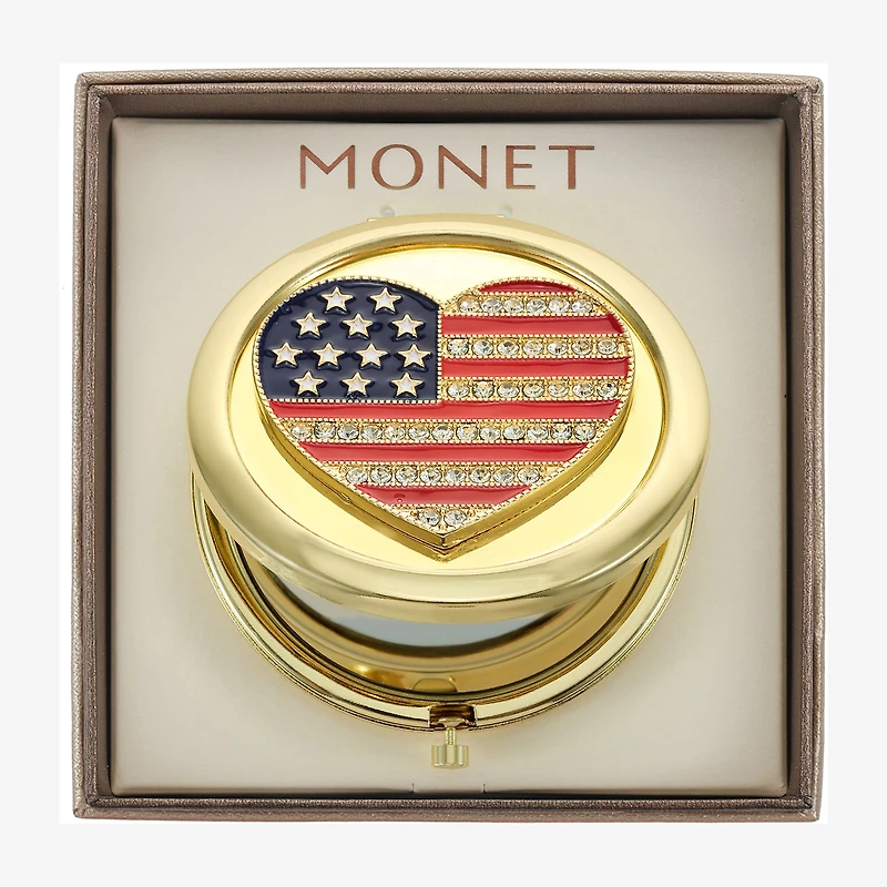 Monet Jewelry Gold Tone Heart Compact Mirror