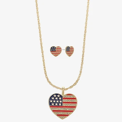 Monet Jewelry Womens Glass Heart 2-pc. Jewelry Set