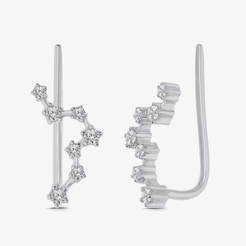Limited Quantities! Womens 1/5 CT. Natural White Diamond Sterling Silver Round Ear Climbers