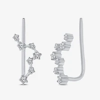 Limited Quantities! Womens 1/5 CT. Natural White Diamond Sterling Silver Round Ear Climbers