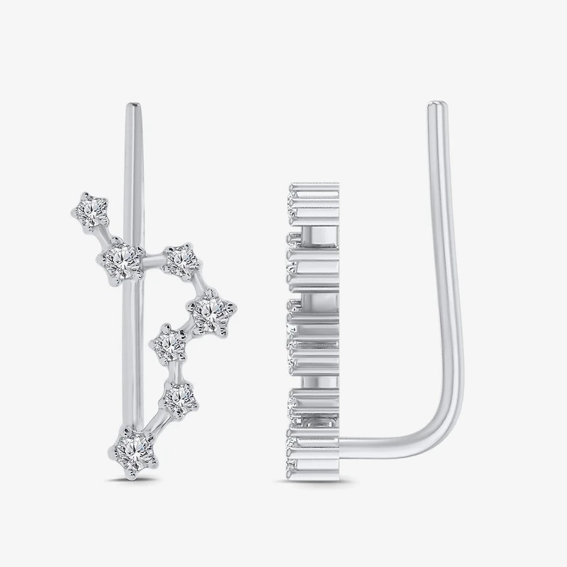 Limited Quantities! Womens 1/5 CT. Natural White Diamond Sterling Silver Round Ear Climbers