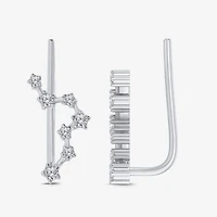 Limited Quantities! Womens 1/5 CT. Natural White Diamond Sterling Silver Round Ear Climbers