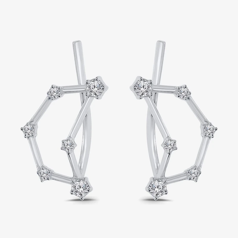 Limited Quantities! Womens 1/5 CT. Natural White Diamond Sterling Silver Round Ear Climbers