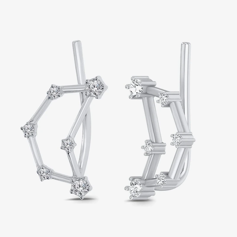 Limited Quantities! Womens 1/5 CT. Natural White Diamond Sterling Silver Round Ear Climbers
