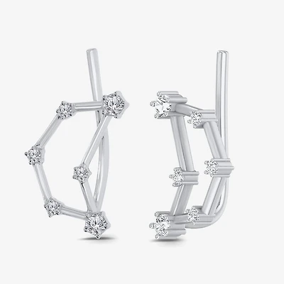 Limited Quantities! Womens 1/5 CT. Natural White Diamond Sterling Silver Round Ear Climbers