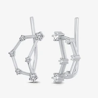 Limited Quantities! Womens 1/5 CT. Natural White Diamond Sterling Silver Round Ear Climbers