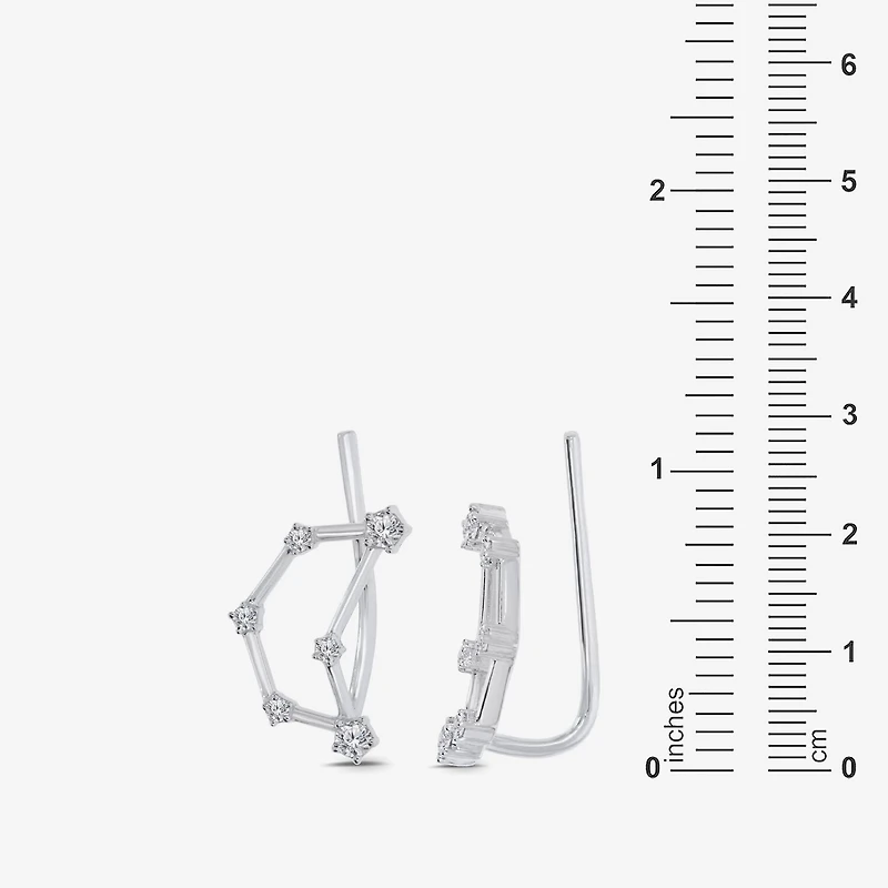 Limited Quantities! Womens 1/5 CT. Natural White Diamond Sterling Silver Round Ear Climbers