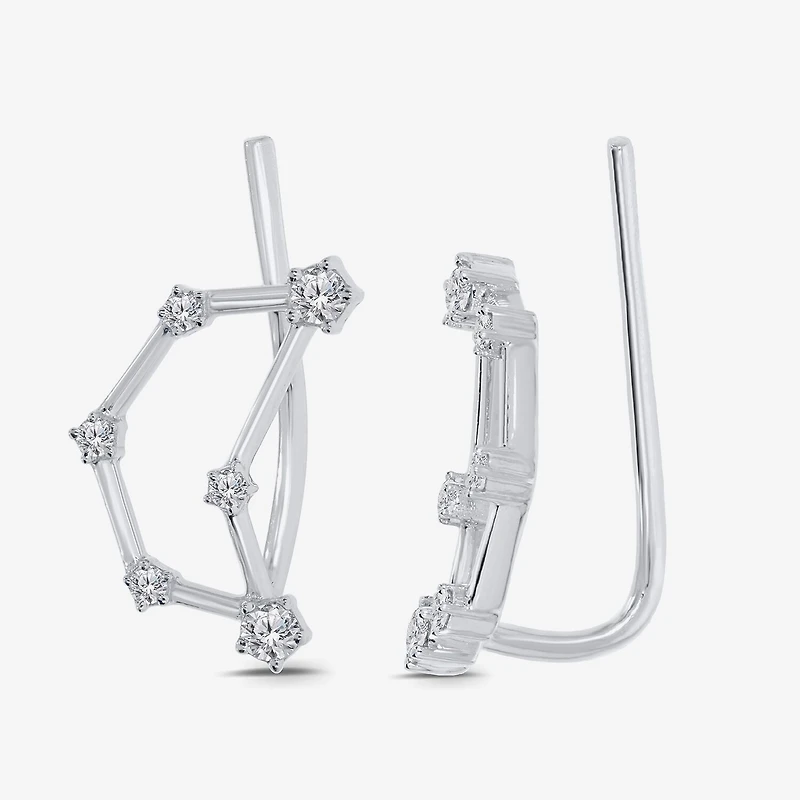 Limited Quantities! Womens 1/5 CT. Natural White Diamond Sterling Silver Round Ear Climbers