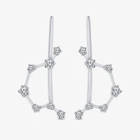 Limited Quantities! "Aquarius" Constellation Womens 1/5 CT. Natural White Diamond Sterling Silver Star Ear Climbers