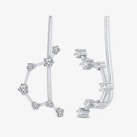 Limited Quantities! "Aquarius" Constellation Womens 1/5 CT. Natural White Diamond Sterling Silver Star Ear Climbers