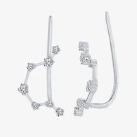 Limited Quantities! "Aquarius" Constellation Womens 1/5 CT. Natural White Diamond Sterling Silver Star Ear Climbers