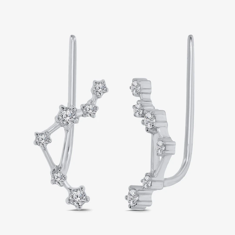 Limited Quantities! Womens 1/5 CT. Natural White Diamond Sterling Silver Round Ear Climbers