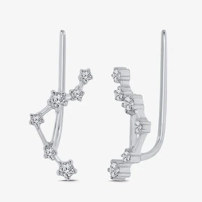 Limited Quantities! Womens 1/5 CT. Natural White Diamond Sterling Silver Round Ear Climbers