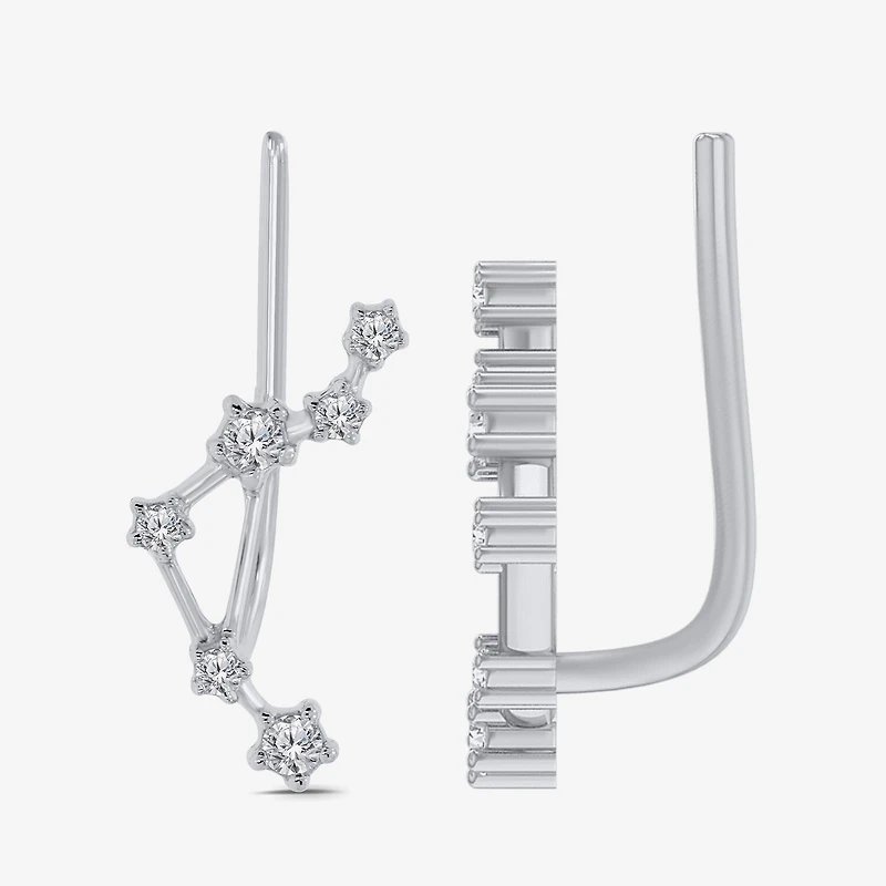 Limited Quantities! Womens 1/5 CT. Natural White Diamond Sterling Silver Round Ear Climbers