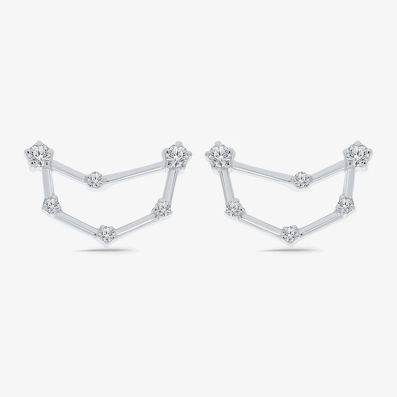 Limited Quantities! 1/5 CT. Natural White Diamond Sterling Silver 14.5mm Round Stud Earrings