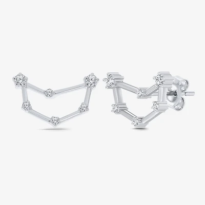 Limited Quantities! 1/5 CT. Natural White Diamond Sterling Silver 14.5mm Round Stud Earrings