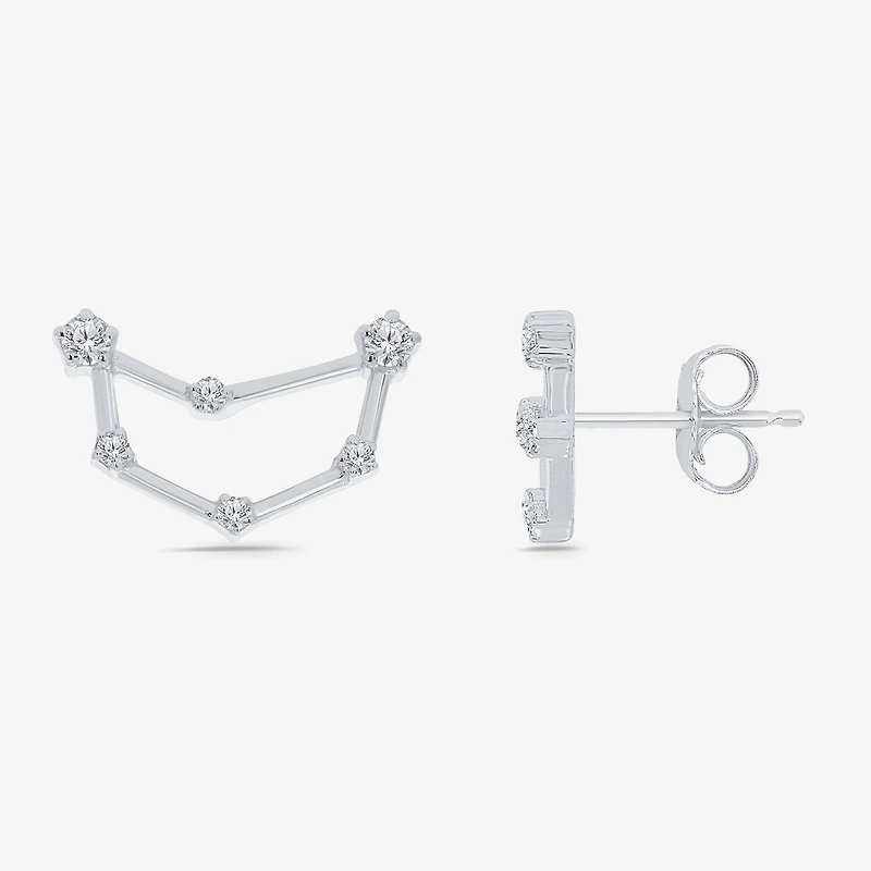 Limited Quantities! 1/5 CT. Natural White Diamond Sterling Silver 14.5mm Round Stud Earrings