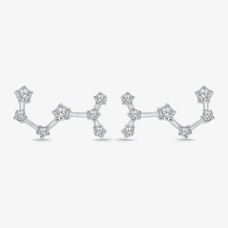 Limited Quantities! 1/5 CT. Natural White Diamond Sterling Silver 12.8mm Round Stud Earrings