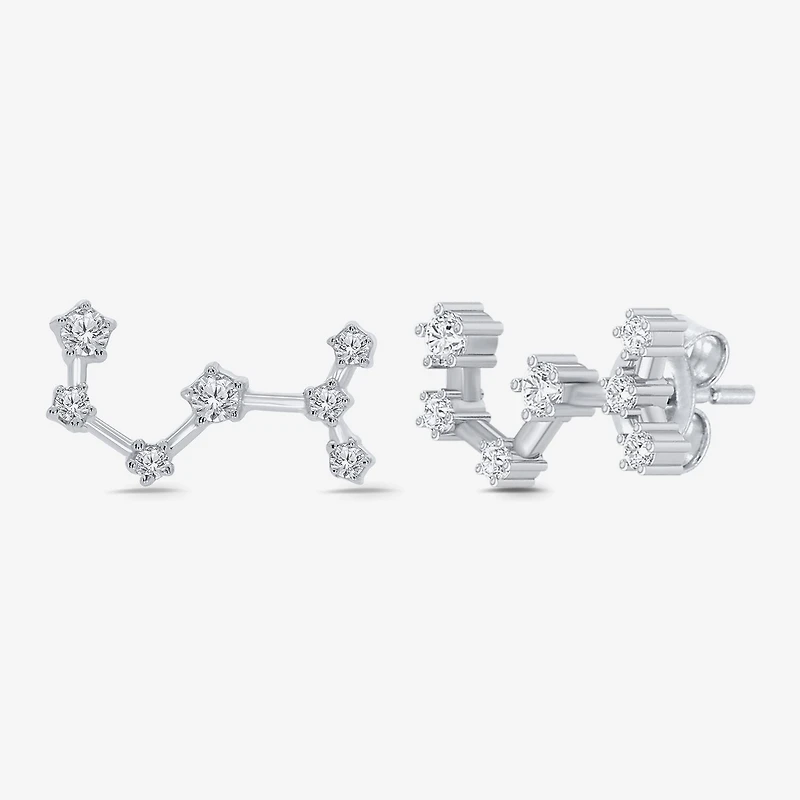 Limited Quantities! 1/5 CT. Natural White Diamond Sterling Silver 12.8mm Round Stud Earrings