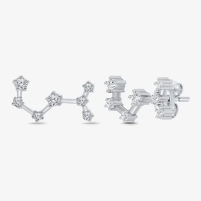 Limited Quantities! 1/5 CT. Natural White Diamond Sterling Silver 12.8mm Round Stud Earrings