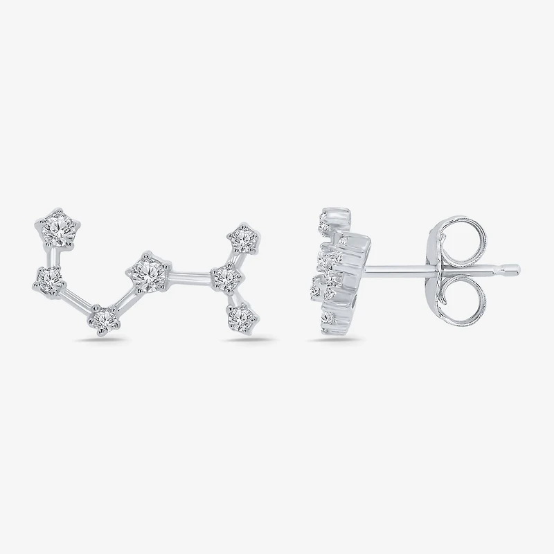 Limited Quantities! 1/5 CT. Natural White Diamond Sterling Silver 12.8mm Round Stud Earrings