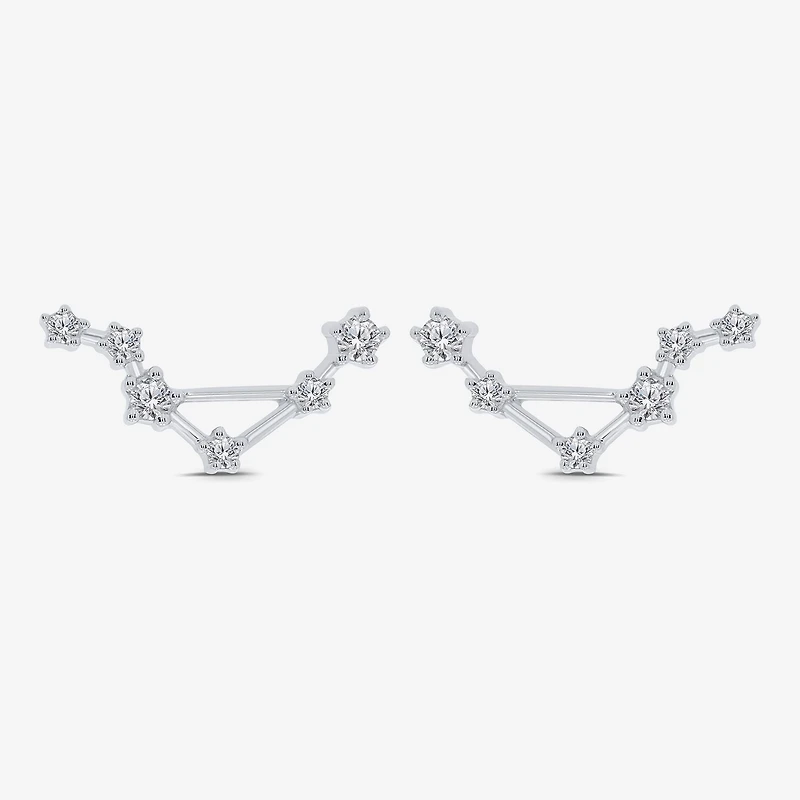 Limited Quantities! 1/5 CT. Natural White Diamond Sterling Silver 15mm Round Stud Earrings