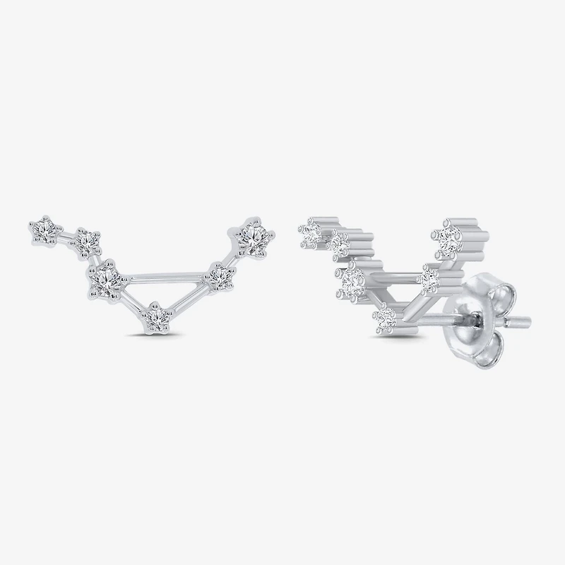 Limited Quantities! 1/5 CT. Natural White Diamond Sterling Silver 15mm Round Stud Earrings