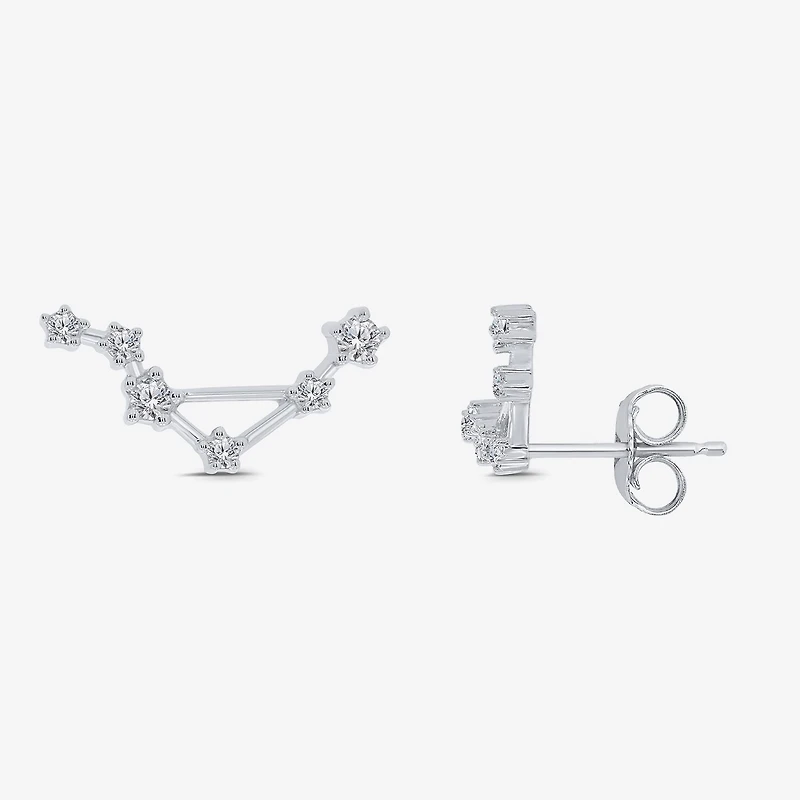 Limited Quantities! 1/5 CT. Natural White Diamond Sterling Silver 15mm Round Stud Earrings