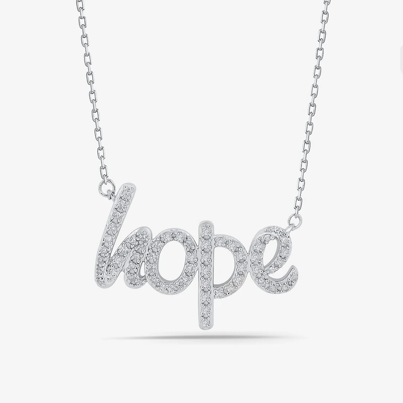 Limited Quantities! "Hope" Womens 1/5 CT. Natural White Diamond Sterling Silver 18 Inch Pendant Necklace