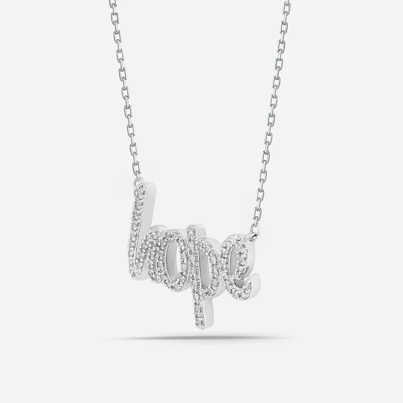 Limited Quantities! "Hope" Womens 1/5 CT. Natural White Diamond Sterling Silver 18 Inch Pendant Necklace