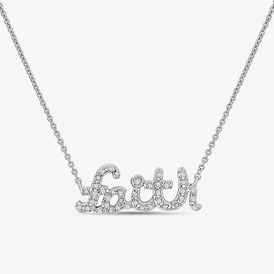 Limited Quantities! "Faith" Womens 1/8 CT. T.W. Natural White Diamond Sterling Silver 18 Inch Pendant Necklace