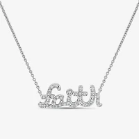 Limited Quantities! "Faith" Womens 1/8 CT. T.W. Natural White Diamond Sterling Silver 18 Inch Pendant Necklace