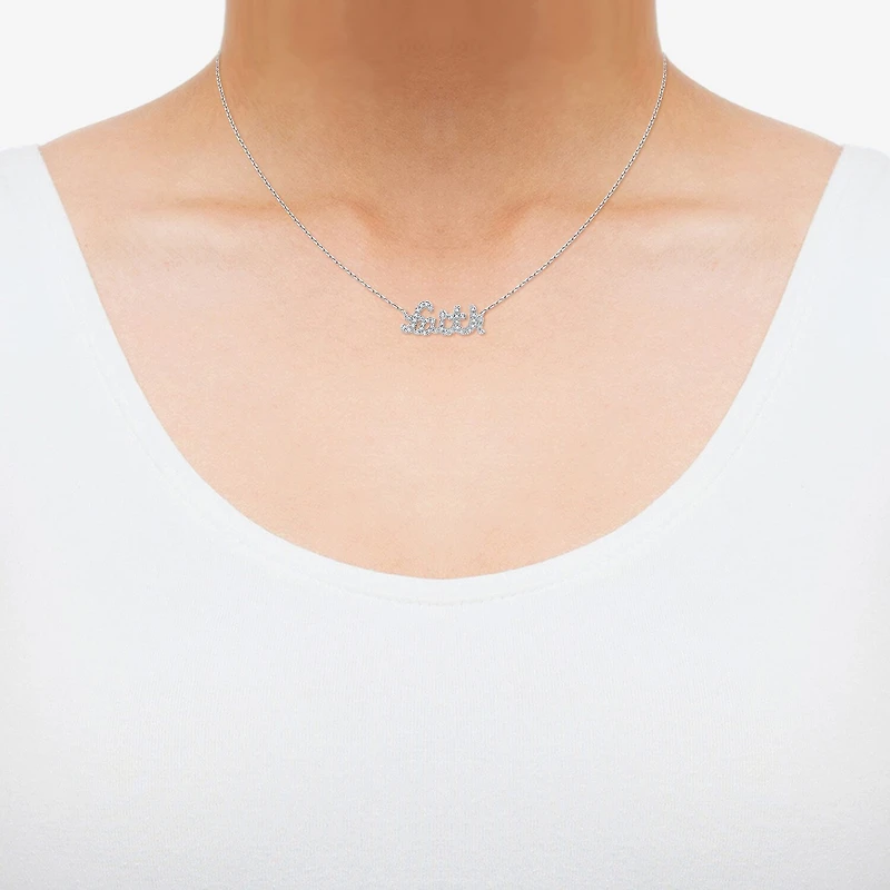 Limited Quantities! "Faith" Womens 1/8 CT. T.W. Natural White Diamond Sterling Silver 18 Inch Pendant Necklace