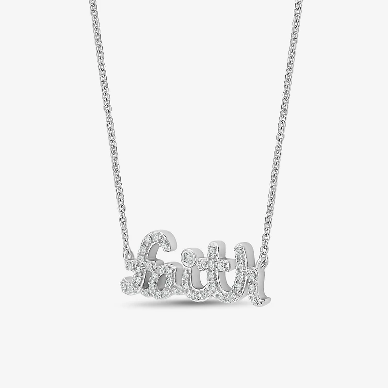 Limited Quantities! "Faith" Womens 1/8 CT. T.W. Natural White Diamond Sterling Silver 18 Inch Pendant Necklace