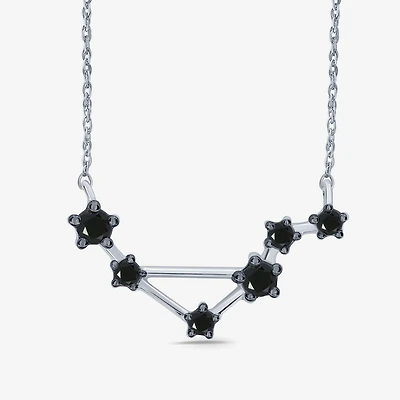Midnight Black Limited Quantities! "Libra" Constellation Womens 1/5 CT. Natural Black Diamond Sterling Silver Star 18 Inch Pendant Necklace