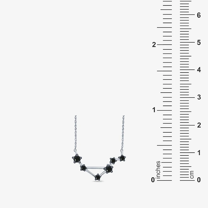 Midnight Black Limited Quantities! "Libra" Constellation Womens 1/5 CT. Natural Black Diamond Sterling Silver Star 18 Inch Pendant Necklace