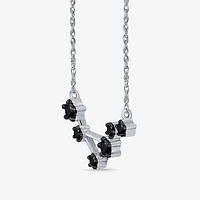 Midnight Black Limited Quantities! "Libra" Constellation Womens 1/5 CT. Natural Black Diamond Sterling Silver Star 18 Inch Pendant Necklace