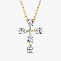 Cross (F/Si1) Womens 1/2 CT. T.W. Lab Grown White Diamond 10K Gold Cross 18 Inch Pendant Necklace