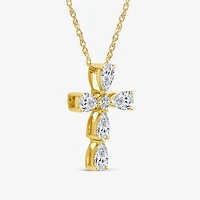 Cross (F/Si1) Womens 1/2 CT. T.W. Lab Grown White Diamond 10K Gold Cross 18 Inch Pendant Necklace