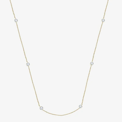Floating Diamonds (F / Vs2) Womens 14K Gold Inch Cable Chain Necklace