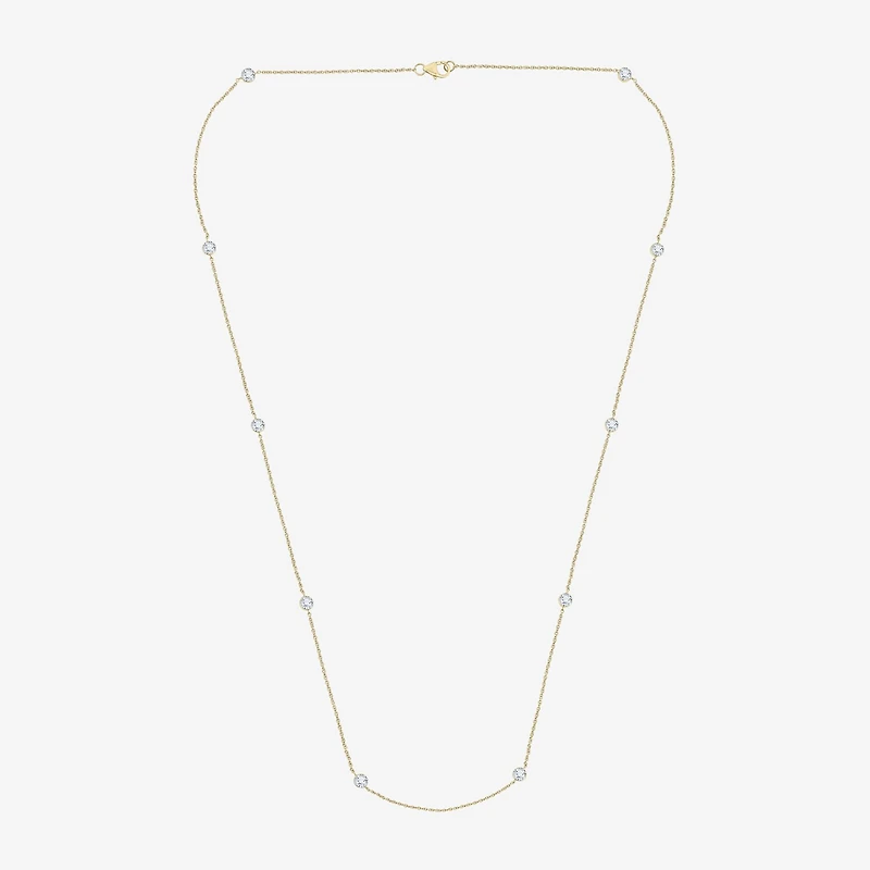 Floating Diamonds (F / Vs2) Womens 14K Gold 24 Inch Cable Chain Necklace