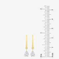 Floating Diamonds (F / Vs2) Womens 1 CT. T.W. Lab Grown White Diamond 14K Gold 23.3mm Pear Hoop Earrings