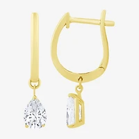 Floating Diamonds (F / Vs2) Womens 1 CT. T.W. Lab Grown White Diamond 14K Gold 23.3mm Pear Hoop Earrings