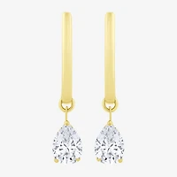 Floating Diamonds (F / Vs2) Womens 1 CT. T.W. Lab Grown White Diamond 14K Gold 23.3mm Pear Hoop Earrings