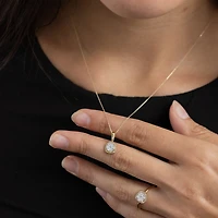 Diamond Blossom (G, Si2) Womens 1/5 CT. Lab Grown White Diamond 10K Gold 18 Inch Pendant Necklace