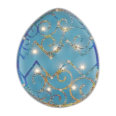 Northlight 12" Blue Lighted Egg Window Easter Window Decor