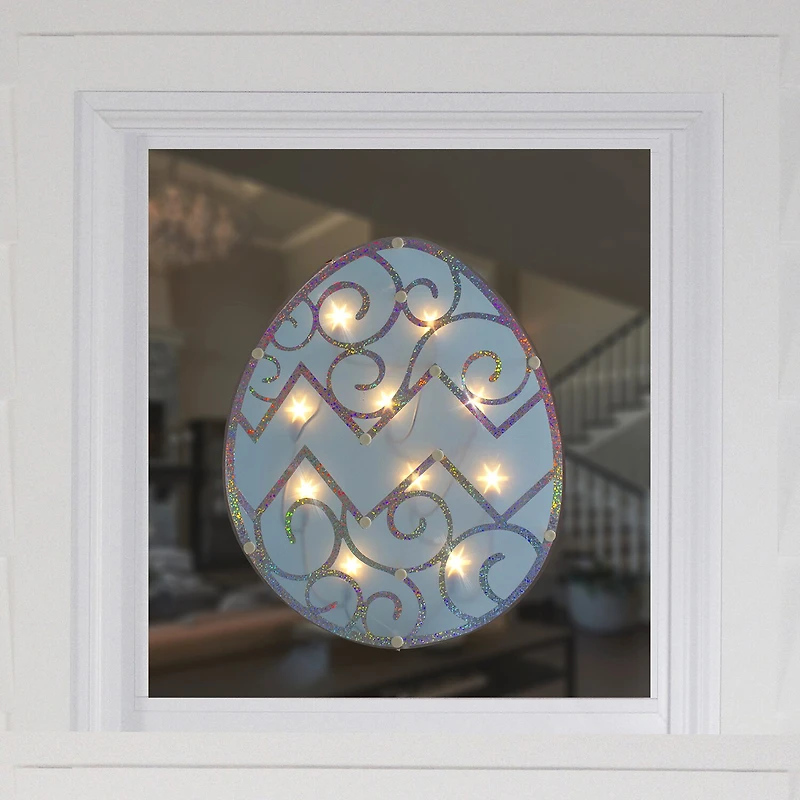 Northlight 12" Blue Lighted Egg Window Easter Window Decor