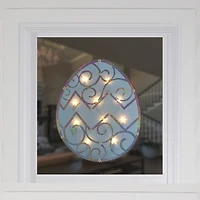 Northlight 12" Blue Lighted Egg Window Easter Window Decor