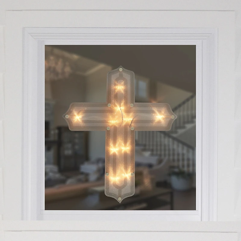 Northlight 14" Lighted Cross Window Easter Window Decor