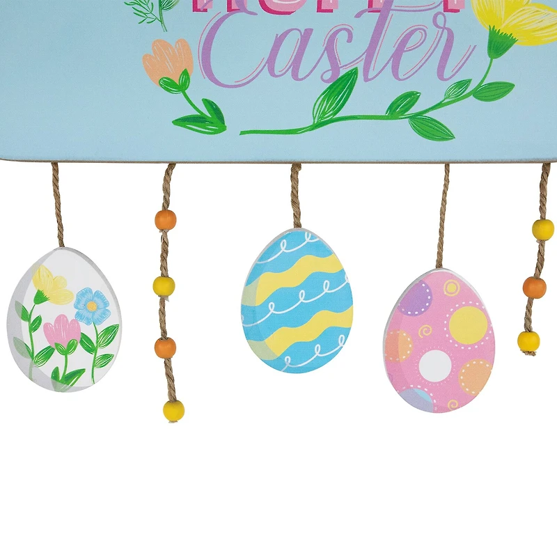 Northlight 16" Hoppy Wooden  With Bunny And Eggs Wall Sign
